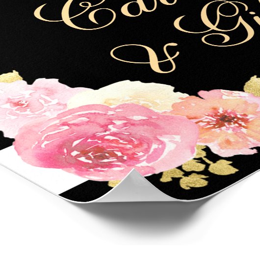 Blush Pink Floral Weddenschappen en cadeaubonnen Poster (Hoek)