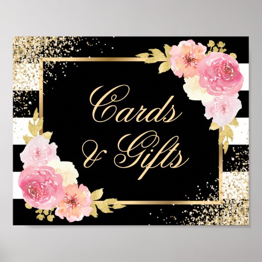 Blush Pink Floral Weddenschappen en cadeaubonnen Poster (Voorkant)
