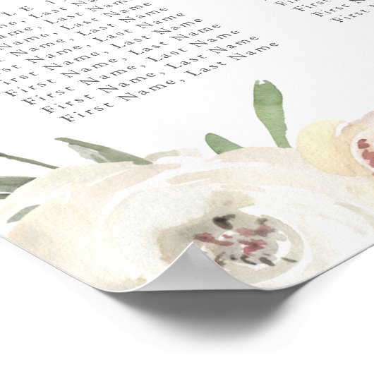 Blush Pink Floral Wedding 16 Table Seating Chart Poster (Hoek)