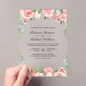 Blush Pink Floral Wedding Acryl Uitnodigingen (Insitu (Draagbaar))
