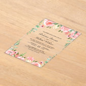 Blush Pink Floral Wedding Acryl Uitnodigingen (Laagn)