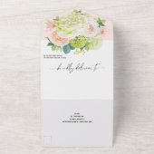 Blush Pink Floral Wedding All In One Uitnodiging (Buitenkant)