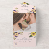 Blush Pink Floral Wedding All In One Uitnodiging (Buitenkant)