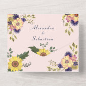 Blush Pink Floral Wedding All In One Uitnodiging (Achterkant)