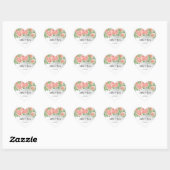 Blush Pink Floral Wedding Classic Hart Sticker (Vel)