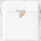 Blush Pink Floral Wedding Classic Heart Sticker (Tas)
