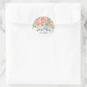 Blush Pink Floral Wedding Classic Round Sticker (Tas)