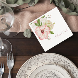 Blush Pink Floral Wedding Cocktail Napkin Servet
