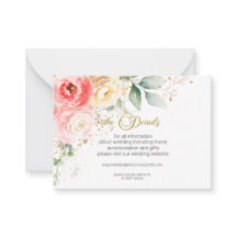 Blush Pink Floral Wedding details omsloten kaarten