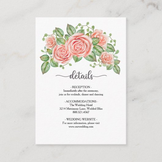 Blush Pink Floral Wedding Enclosure Kaart (Voorkant)