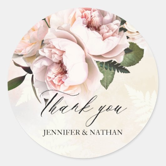 Blush Pink Floral Wedding Envelope Seal Ronde Sticker (Voorkant)