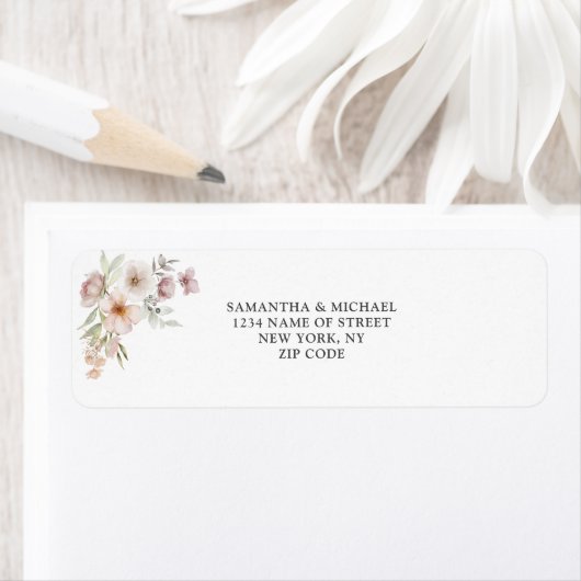 Blush Pink Floral Wedding Etiket (Insitu)