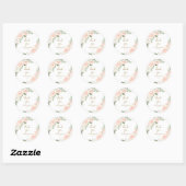 Blush Pink Floral Wedding Favor Bedankt Ronde Sticker (Vel)