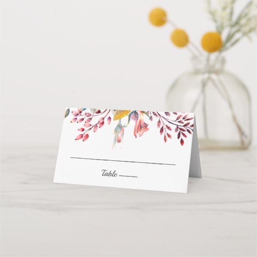 Blush Pink Floral Wedding Gevouwen Plaats Kaart Plaatskaartje (Voorkant)