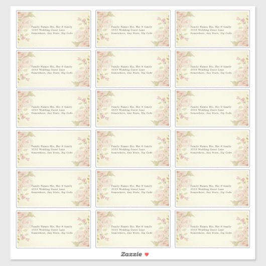  Blush Pink Floral Wedding Guest Adres Sticker (Vel)