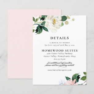 Blush Pink Floral Wedding Guest Information Kaart
