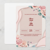Blush Pink Floral Wedding Invitation | Elegant Kaart (Voorkant / Achterkant)
