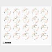 Blush Pink Floral Wedding Invitation Envelope Seal Ronde Sticker (Vel)
