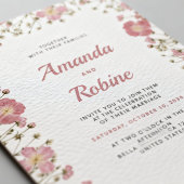 Blush Pink Floral Wedding Invitation Kaart