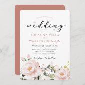 Blush Pink Floral Wedding Kaart (Voorkant / Achterkant)