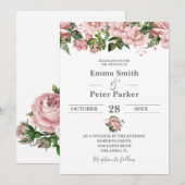 Blush Pink Floral Wedding Kaart (Voorkant / Achterkant)