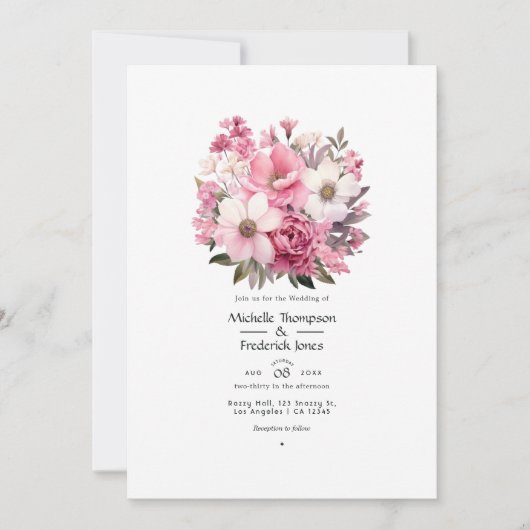 Blush Pink Floral Wedding Kaart (Voorkant)