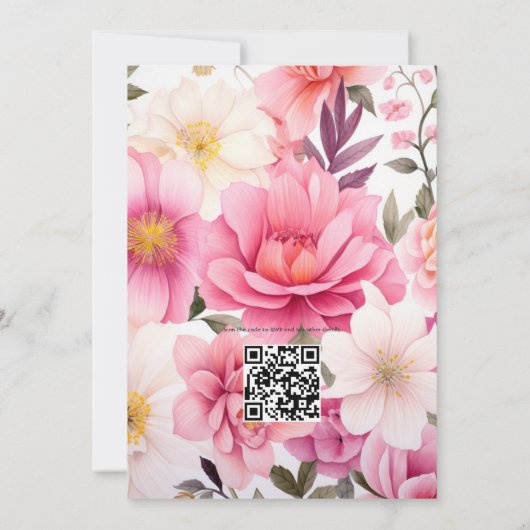 Blush Pink Floral Wedding Kaart (Achterkant)