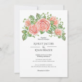 Blush Pink Floral Wedding Kaart (Voorkant)