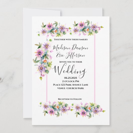 Blush Pink Floral Wedding Kaart (Voorkant)