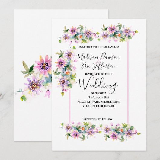 Blush Pink Floral Wedding Kaart (Voorkant / Achterkant)