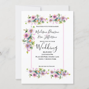 Blush Pink Floral Wedding Kaart