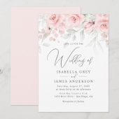 Blush Pink Floral Wedding Kaart (Voorkant / Achterkant)