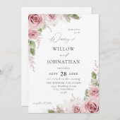 Blush Pink Floral Wedding Kaart (Voorkant / Achterkant)