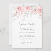 Blush Pink Floral Wedding Kaart (Voorkant)