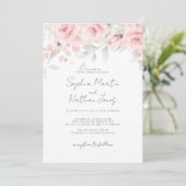 Blush Pink Floral Wedding Kaart (Staand voorkant)