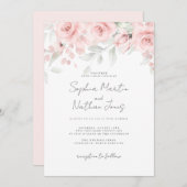 Blush Pink Floral Wedding Kaart (Voorkant / Achterkant)
