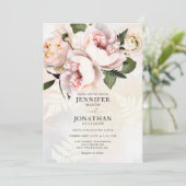 Blush Pink Floral Wedding Kaart (Staand voorkant)
