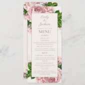 Blush Pink  Floral Wedding Menu (Voorkant / Achterkant)