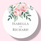 Blush Pink Floral Wedding Ronde Sticker