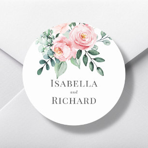 Blush Pink Floral Wedding Ronde Sticker