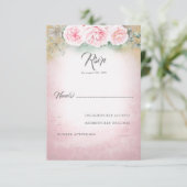 Blush Pink Floral Wedding RSVP (Staand voorkant)