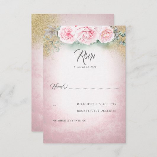 Blush Pink Floral Wedding RSVP (Voorkant / Achterkant)