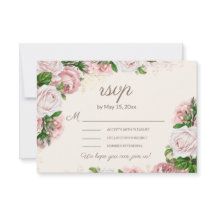 Blush Pink Floral Wedding RSVP Calligrafie Script