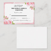 Blush Pink Floral Wedding RSVP Card Notitiekaartje (Voorkant / Achterkant)