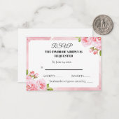 Blush Pink Floral Wedding RSVP Card Notitiekaartje (Voorkant / Achterkant in situ)