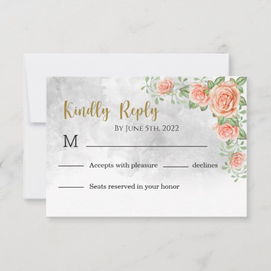 Blush Pink Floral Wedding RSVP Kaart (Voorkant)