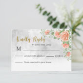 Blush Pink Floral Wedding RSVP Kaart (Staand voorkant)