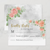 Blush Pink Floral Wedding RSVP Kaart (Voorkant / Achterkant)