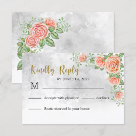 Blush Pink Floral Wedding RSVP Kaart