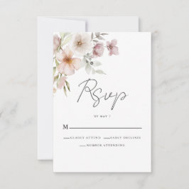 Blush Pink Floral Wedding RSVP Kaart